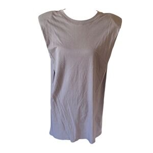 Babaton Shoulder Pad Muscle Tee Dress Taupe Grey Mini Sleeveless Small Neutral